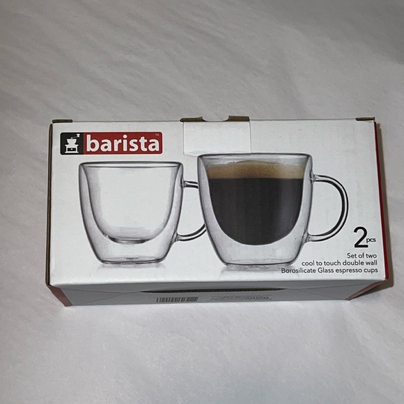 NIB BARISTA BOROSILICATE ESPRESSO CUPS - Picture 1 of 8
